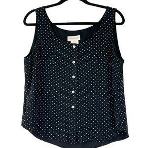 Vintage 90s Black Silk Cami Sz 12 Polka Dot Tank Rena Rowan
